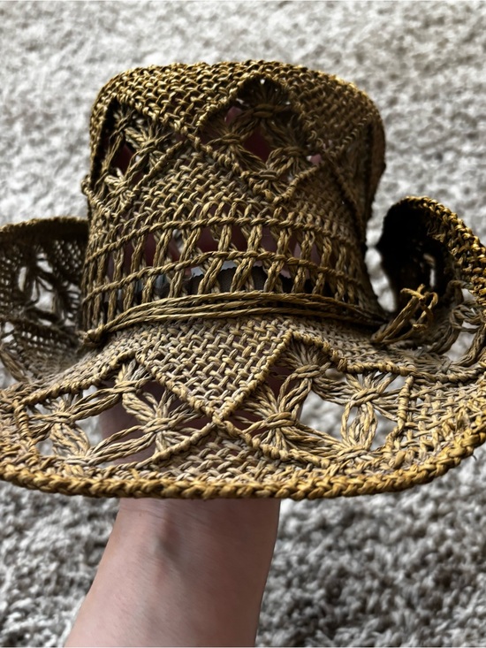 Dpc Accessories - Handwoven Crochet Sun Hat - Natural Tan handmade fixable shape Dorfman Pacific